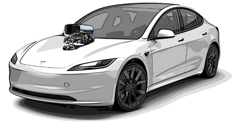 Tesla ombyggd till bensindrift