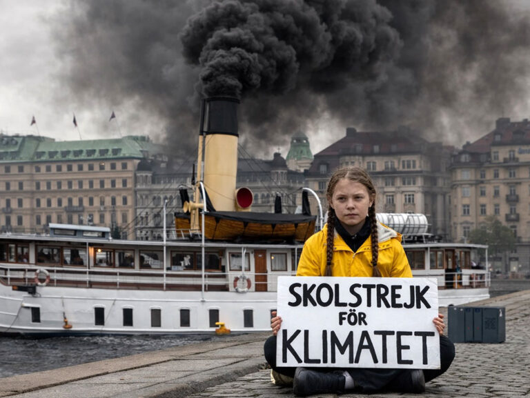 Greta Thunberg skolstrejkar mot S/S Blidösund
